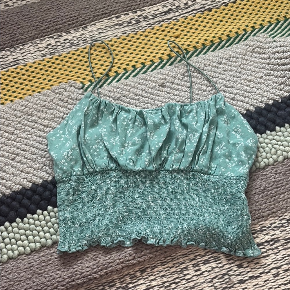 PacSun Blue Ruffled Crop Camisole